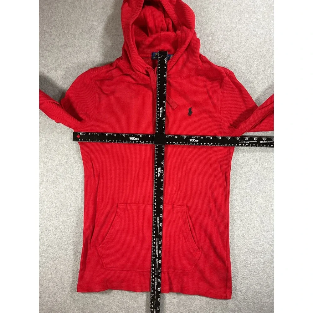 Polo Ralph Lauren Mens Red Waffle Knit Thermal Hoodie Long Sleeve Pony M 1645